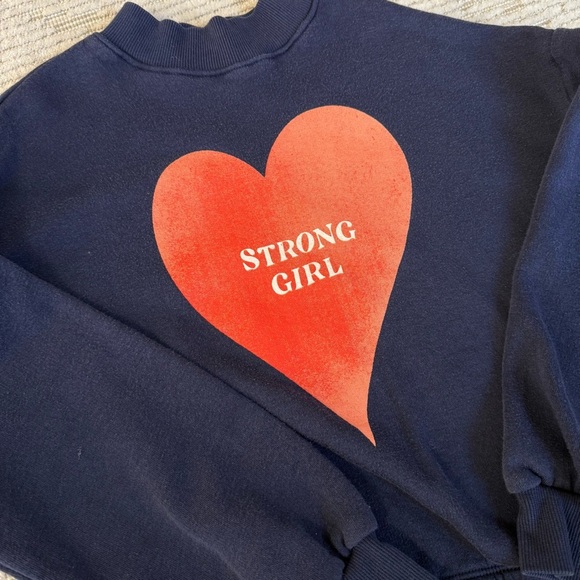 Old Navy Dark Blue Mock-Neck Cinched-Hem Graphic Sweatshirt for Girls M (8) - Picture 3 of 6